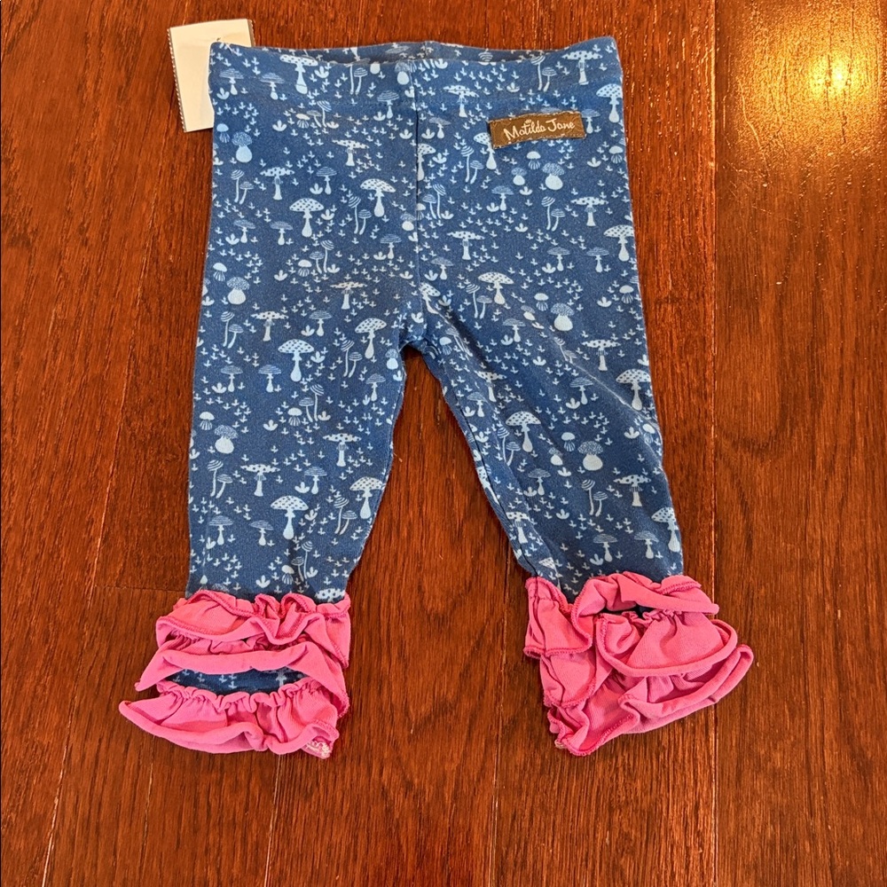 *SALE* ⚡️Matilda Jane Navy Leggings with Pink Ruffle Trim